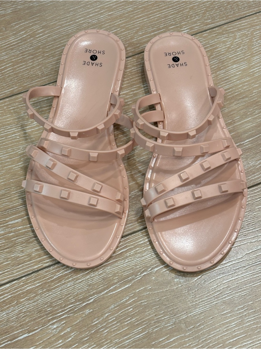 Shade &‎ Shore Blush Pink Studded Jelly Sandals Slide Sandals Size 8